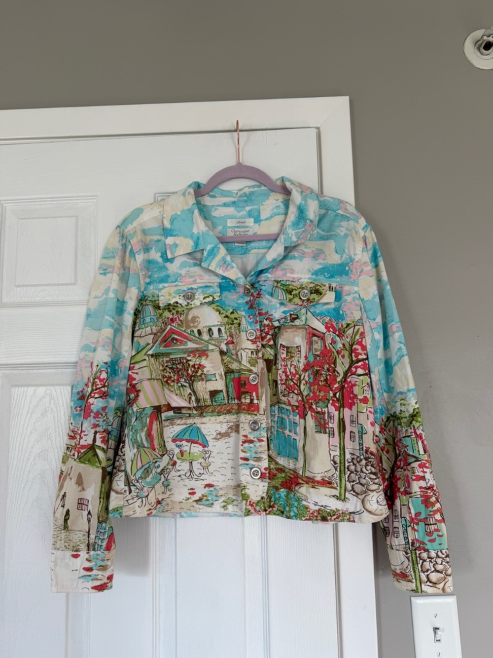 Christopher & Banks Cottagecore Scenic Art Print Jacket Novelty Print
